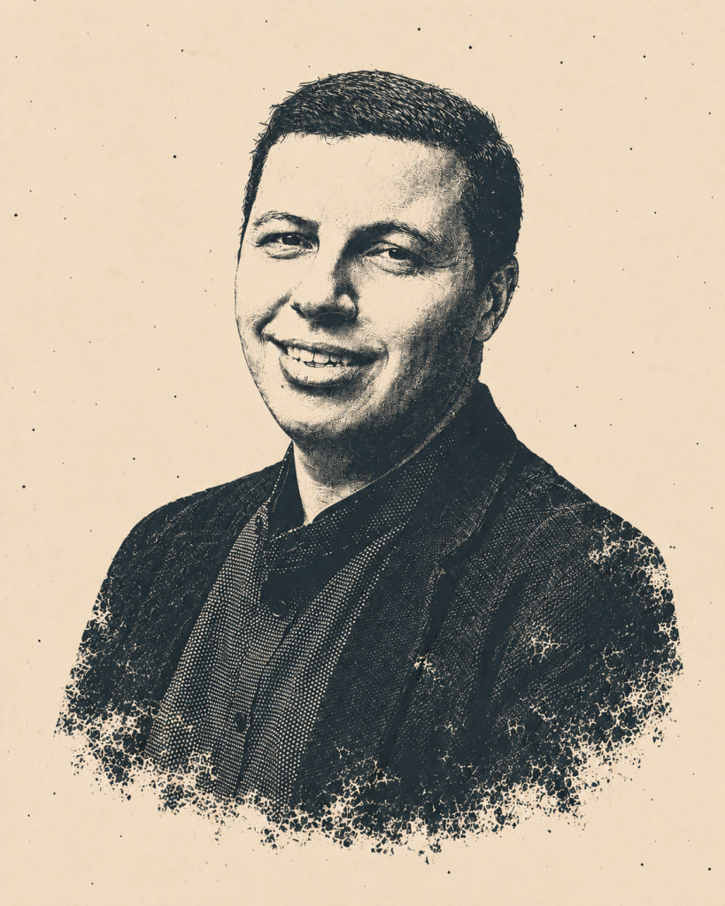 Serge de Oliveira, parfumer Serge de Oliveira, parfumer tvrtke Robertet i stručnjak za prirodne parfeme, na ilustriranom portretu
