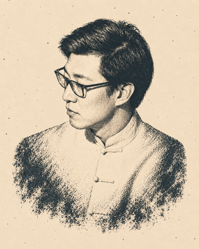 Tianle Feng, autor parfema Talea za Jijide, na ilustriranom portretu